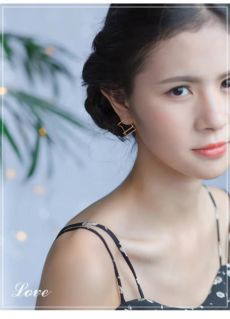 pendientes de plata de ley 925 con forma de cubo geométrico para mujer