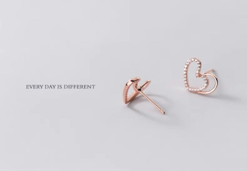 pendientes de plata de ley 925 con corazones de amor irregulares para mujer