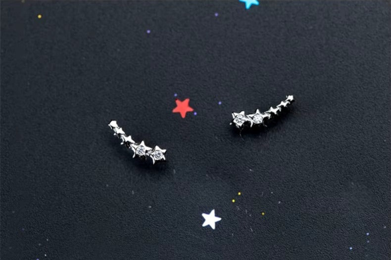 pendientes de plata de ley 925 con estrellas y Circonia cúbica para mujer, joyería llamativa