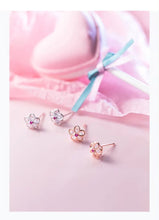 Load image into Gallery viewer, pendientes de plata de ley 100% con circonita de cristal rosa para mujer