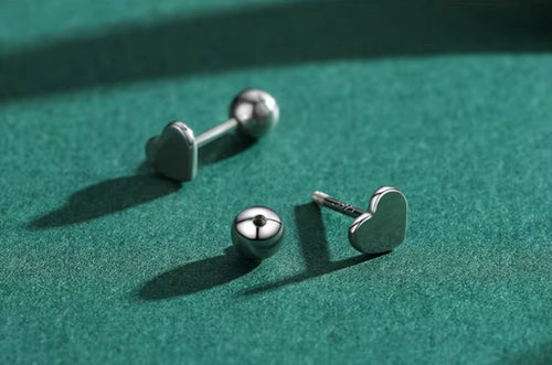 pendientes de plata de primera ley con forma de corazón para mujer