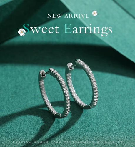 pendientes de aro de plata auténtica para mujer