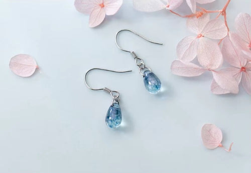Pendientes colgantes de cristal azul para mujer