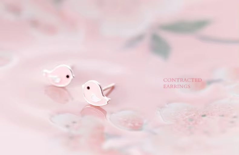 pendientes de plata de ley 925 con diseño de pájaros para mujer