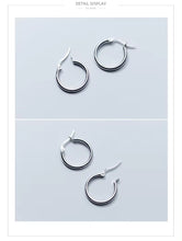 Load image into Gallery viewer, Charm Simple Real 925 Plata de Ley grandes pendientes de aro redondos para mujer