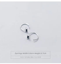 Load image into Gallery viewer, pendientes de aro de plata de obsidiana para mujer