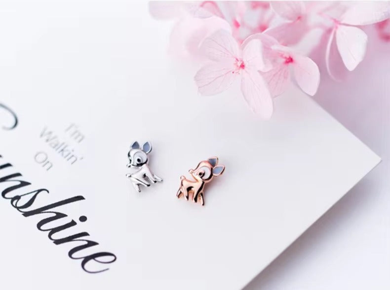pendientes de tuerca de ciervo para mujer, de plata de ley 100% 925