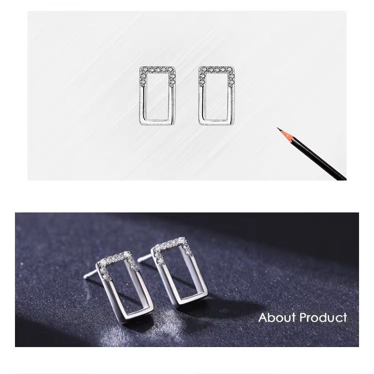 pendientes geométricos de Plata de Ley 925 auténtica para mujer, joyería fina