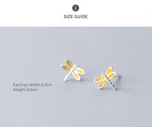 Load image into Gallery viewer, pendientes de plata de ley 100% con forma de libélula