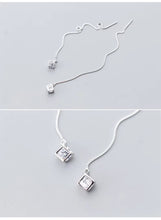 Load image into Gallery viewer, pendientes de plata de ley 925 para mujer, aretes colgantes de cadena larga, cuadrados