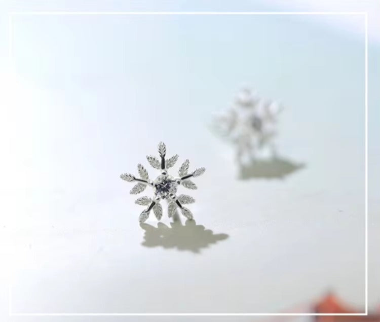 pendientes de plata de ley 925 con forma de copo de nieve