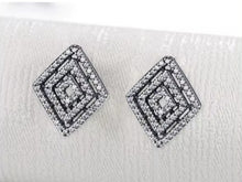 Load image into Gallery viewer, pendientes de plata de ley 925 para mujer, joyería fina de compromiso con rombos geométricos Retro