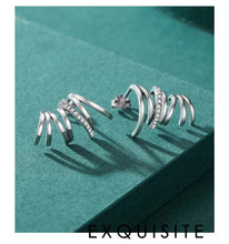 Load image into Gallery viewer, pendientes de plata de ley 925 con líneas geométricas