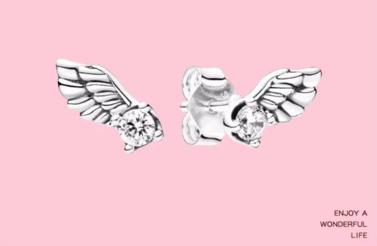 pendientes de plata esterlina 925 auténtica para mujer y niña, aretes con alas