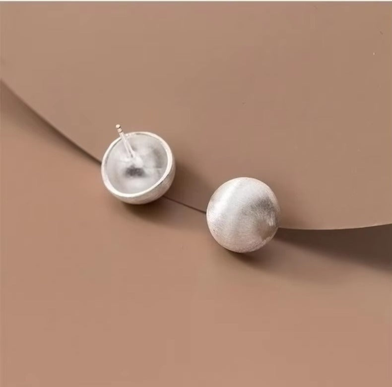pendientes de plata de ley 925 para mujer, aretes redondos elegantes esmerilados