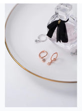 Load image into Gallery viewer, pendientes de plata de primera ley y circón para mujer, aretes pequeños, plata esterlina 100%