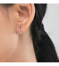 Load image into Gallery viewer, pendientes de aro de Plata de Ley 925 para mujer, joyería fina con forma de rombo