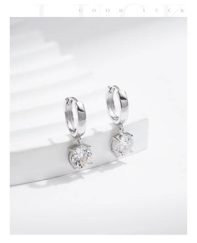 pendientes de aro de moissanita de Color D para mujer