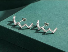 Cargar imagen en el visor de la galería, pendientes geométricos de Plata de Ley 925 con circonita transparente, joyería fina Bohemia