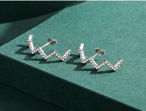 pendientes geométricos de Plata de Ley 925 con circonita transparente, joyería fina Bohemia