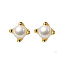 Cargar imagen en el visor de la galería, pendientes pequeños de Plata de Ley 925 con perlas naturales para mujer