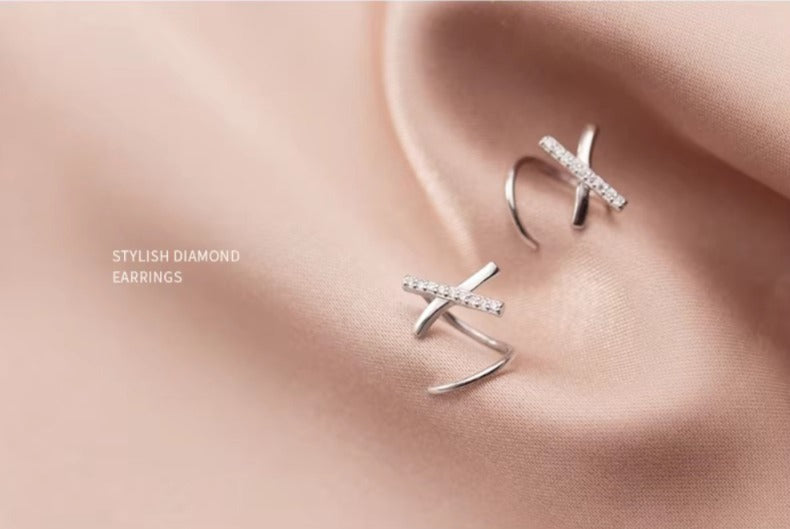 pendientes de plata de ley 925 auténtica para mujer, joyería fina Simple y fina con forma de cruz