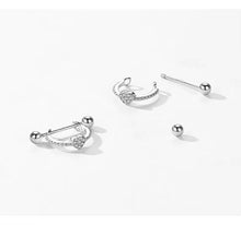 Load image into Gallery viewer, pendientes de aro de Plata de Ley 925 para mujer, aretes con diseño Original de corazones simples