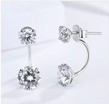 pendientes 2019 Plata de Ley 925 Clear Cubic Zirconia oreja chaqueta para mujer