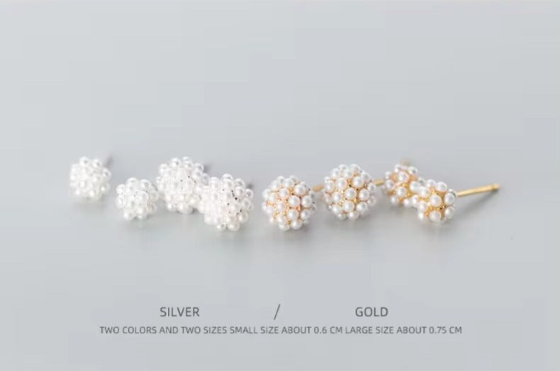 pendientes de tuerca redondos geométricos de perlas para mujer