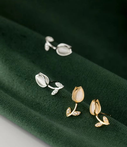 pendientes de plata de ley 925 auténtica para mujer, aretes con forma de flor rosa