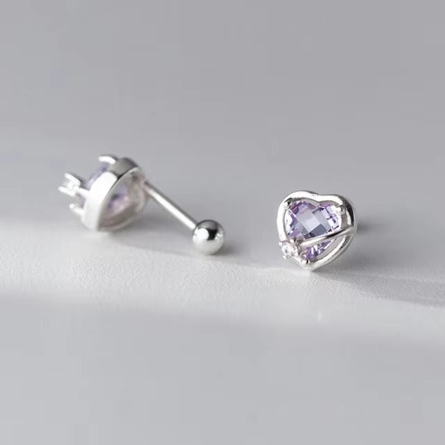 pendientes de plata de ley 925 para mujer, aretes de circonita con corazones románticos