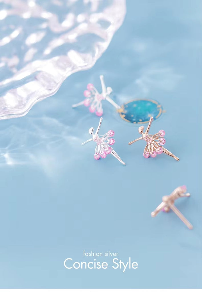 pendientes de plata de ley 925 para mujer, aretes de cristal rosa, joyería fina