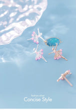 Load image into Gallery viewer, pendientes de plata de ley 925 para mujer, aretes de cristal rosa, joyería fina