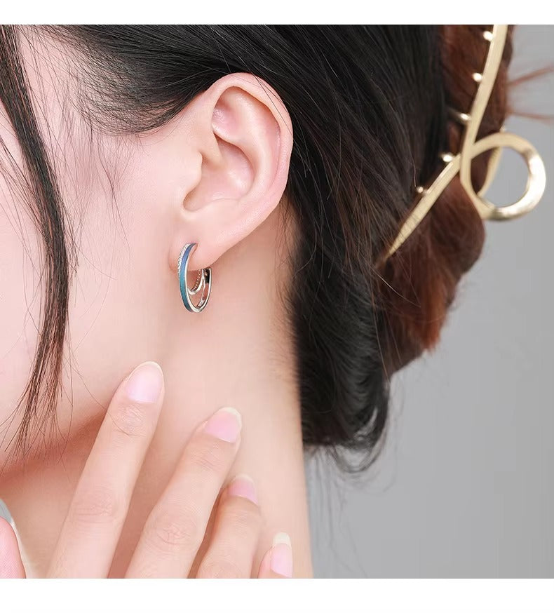 pendientes de plata de ley 925 para mujer, aretes de aro con gradiente