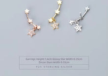 Load image into Gallery viewer, pendientes de plata de ley 925 con forma de estrella centelleante para mujer