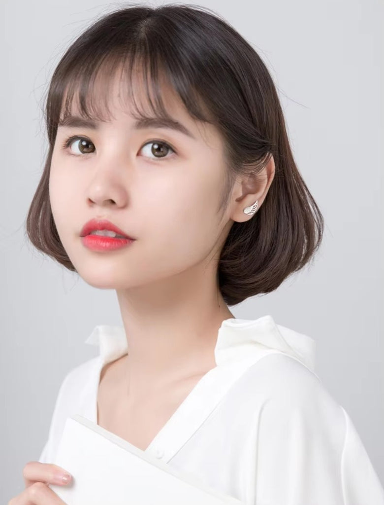 pendientes de tuerca de plumas para mujer, de Plata de Ley 925 auténtica, alas de Ángel