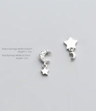 Load image into Gallery viewer, pendientes de plata de ley 925 con forma de luna para mujer