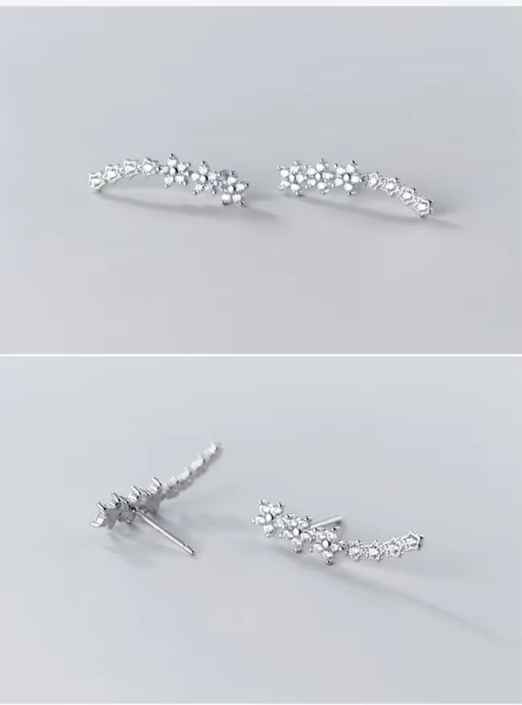 pendientes de plata de ley 925 con forma de flor y estrella para mujer