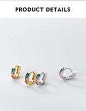 Load image into Gallery viewer, pendientes de plata de ley 925 para mujer, hebillas simples de Color arcoíris
