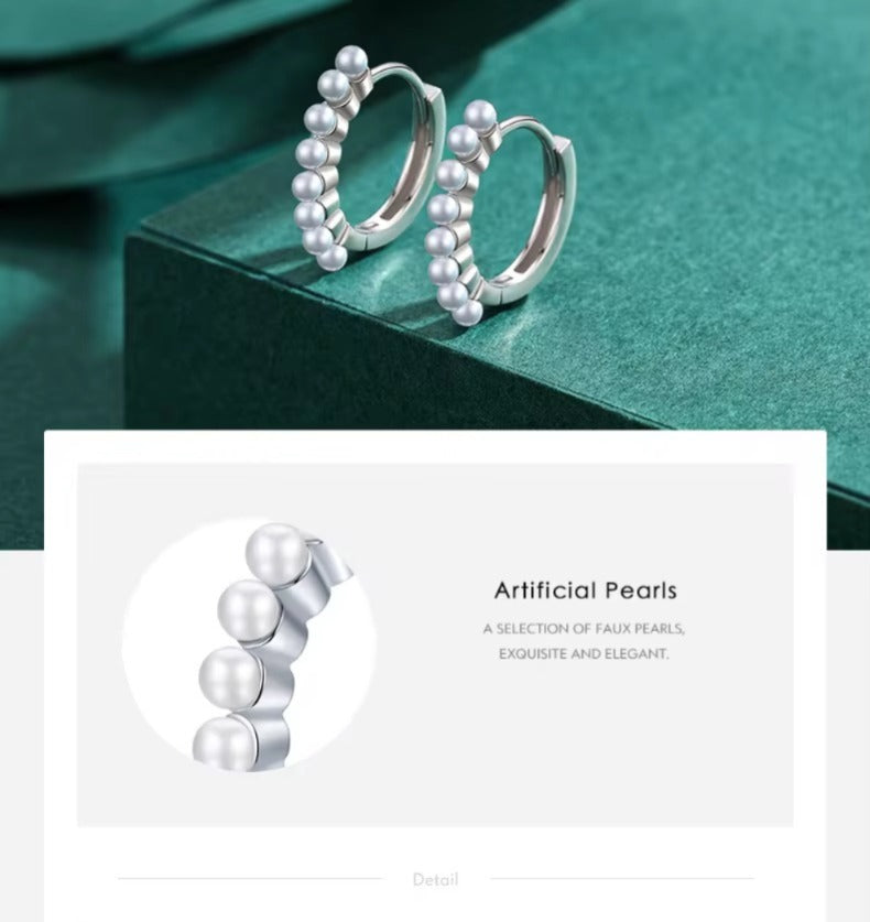 pendientes de aro de plata de ley 100% para mujer, aretes de Color dorado con perlas y conchas