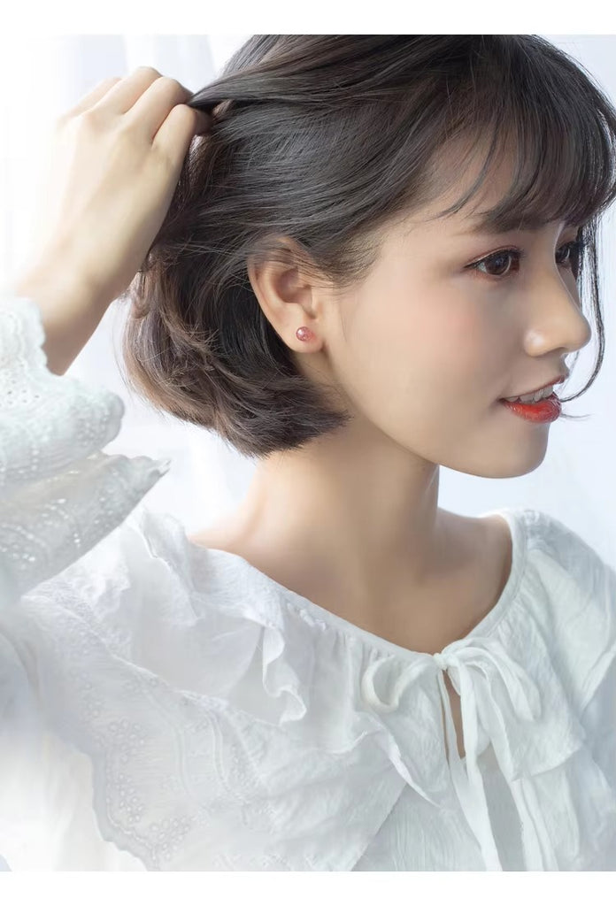 pendientes de plata de ley 925 para mujer, joyería de moda, pequeños pendientes de tuerca de cristal de fresa