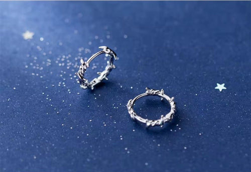 pendientes de aro de plata de ley 100% con forma de hoja de árbol para mujeres