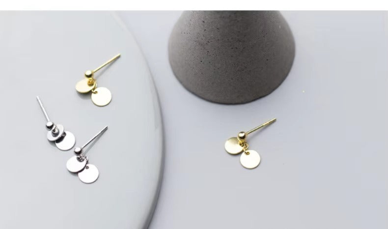 pendientes pequeños de Plata de Ley 925 para mujer, joyería de diseño redondo Simple