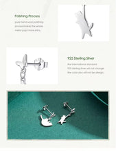 Load image into Gallery viewer, pendientes de plata de ley 925 con forma de gato para mujer