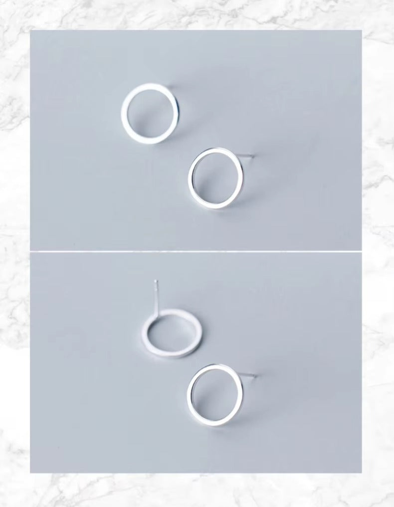 pendientes geométricos sencillos para mujer, de Plata de Ley 925 auténtica, redondos