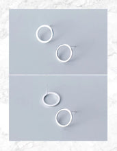 Cargar imagen en el visor de la galería, pendientes geométricos sencillos para mujer, de Plata de Ley 925 auténtica, redondos