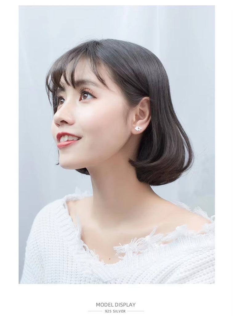 pendientes de plata de ley 100% con forma de cerdo, joyería con cierre de tuerca