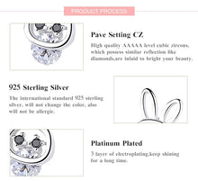 Load image into Gallery viewer, pendientes de plata de ley 100% 925 con forma de conejo para mujer, joyería fina auténtica