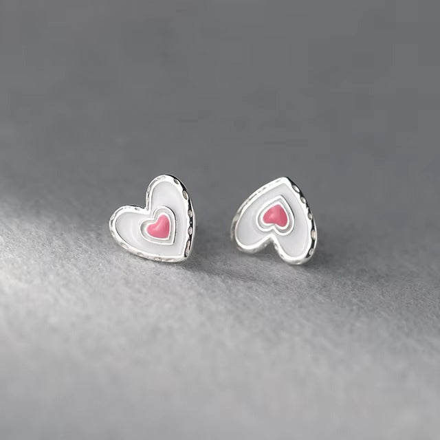 pendientes de plata de ley 925 con forma de corazón para mujer, joyería fina