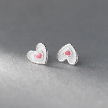 Load image into Gallery viewer, pendientes de plata de ley 925 con forma de corazón para mujer, joyería fina
